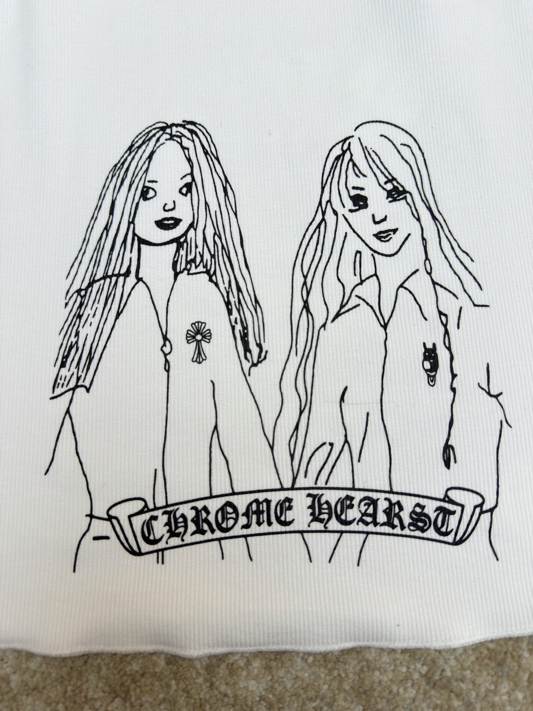 Chrome Hearts 克罗心 手绘漫画女孩梵文背心裙 白色 A0 CH-216512