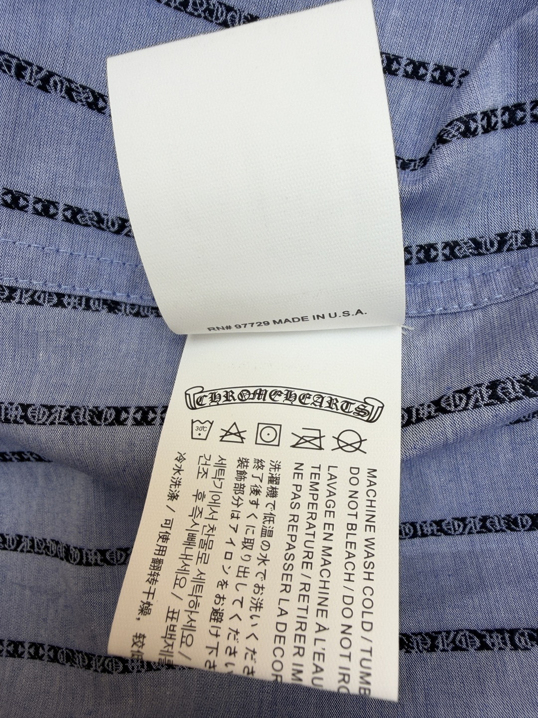 Chrome Hearts 克罗心梵文满印色织衬衫 外套 长袖 蓝色 B0