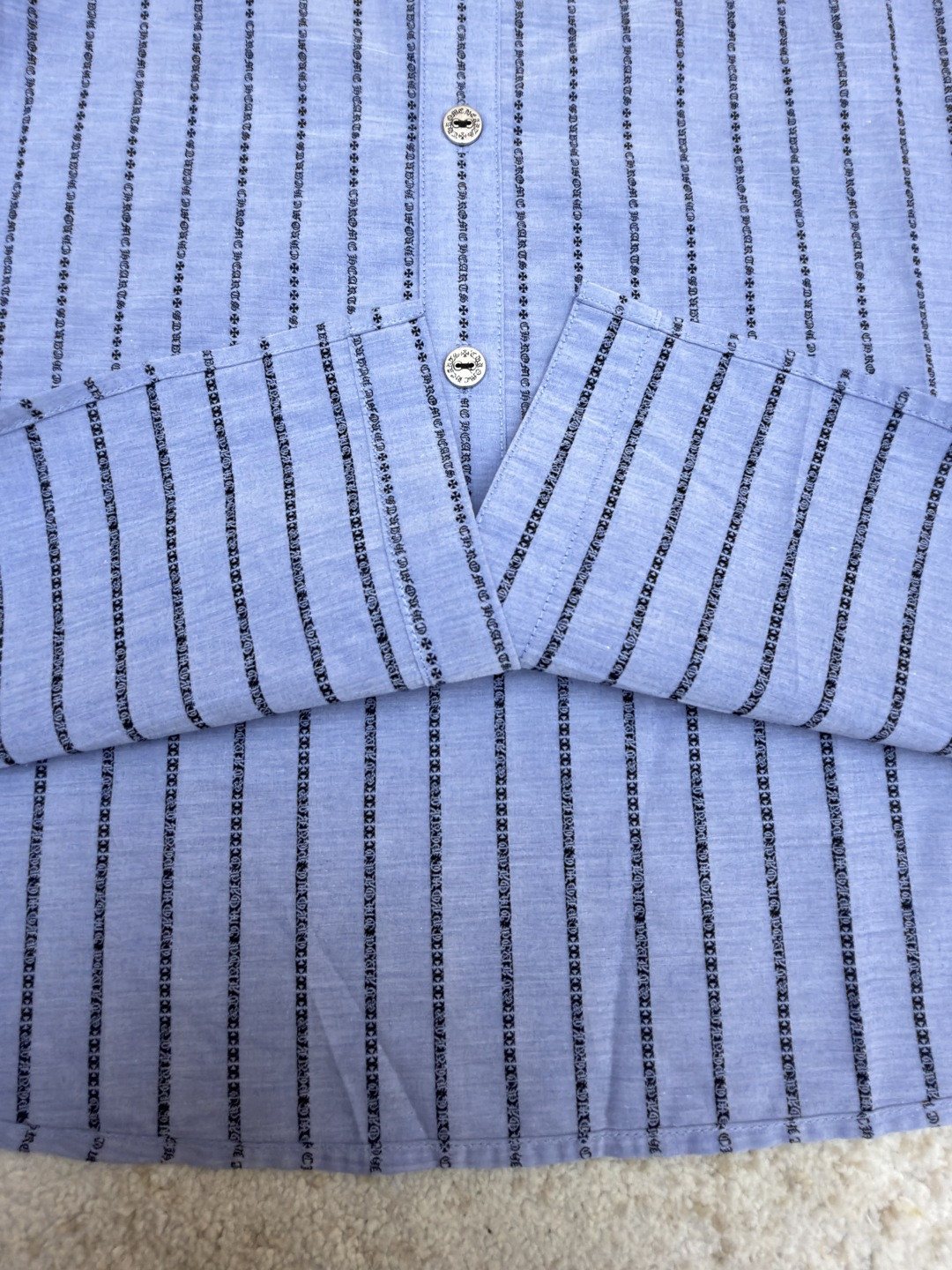 Chrome Hearts 克罗心梵文满印色织衬衫 外套 长袖 蓝色 B0