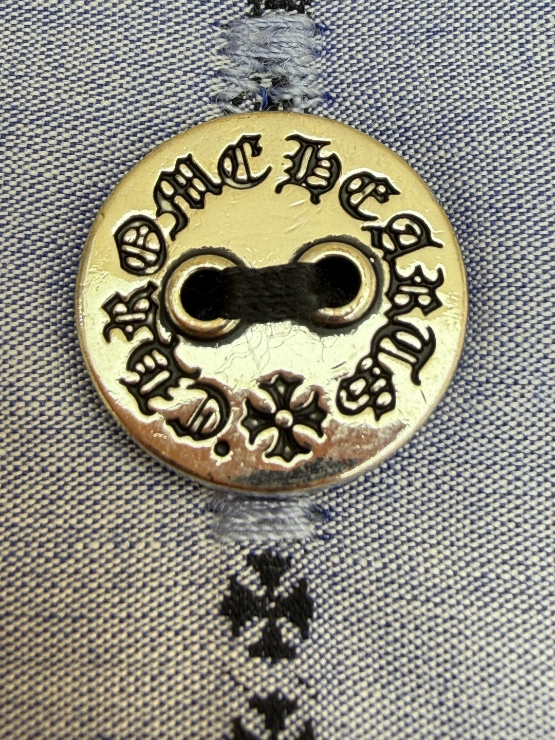 Chrome Hearts 克罗心梵文满印色织衬衫 外套 长袖 蓝色 B0