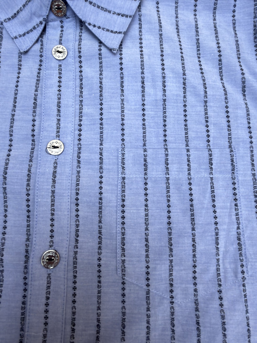 Chrome Hearts 克罗心梵文满印色织衬衫 外套 长袖 蓝色 B0