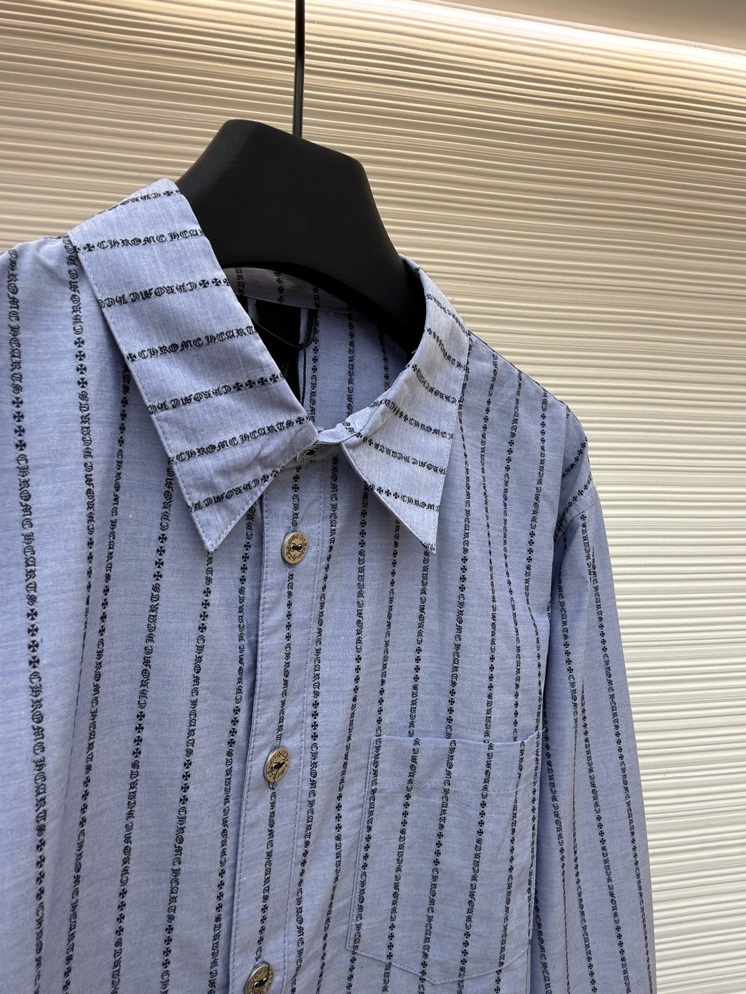 Chrome Hearts 克罗心梵文满印色织衬衫 外套 长袖 蓝色 B0