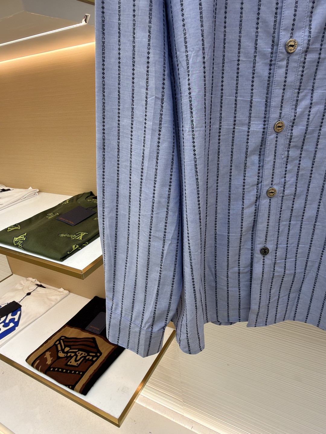 Chrome Hearts 克罗心梵文满印色织衬衫 外套 长袖 蓝色 B0