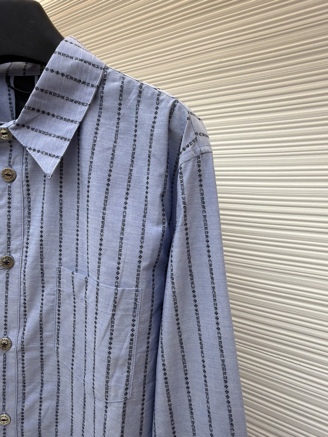 Chrome Hearts 克罗心梵文满印色织衬衫 外套 长袖 蓝色 B0