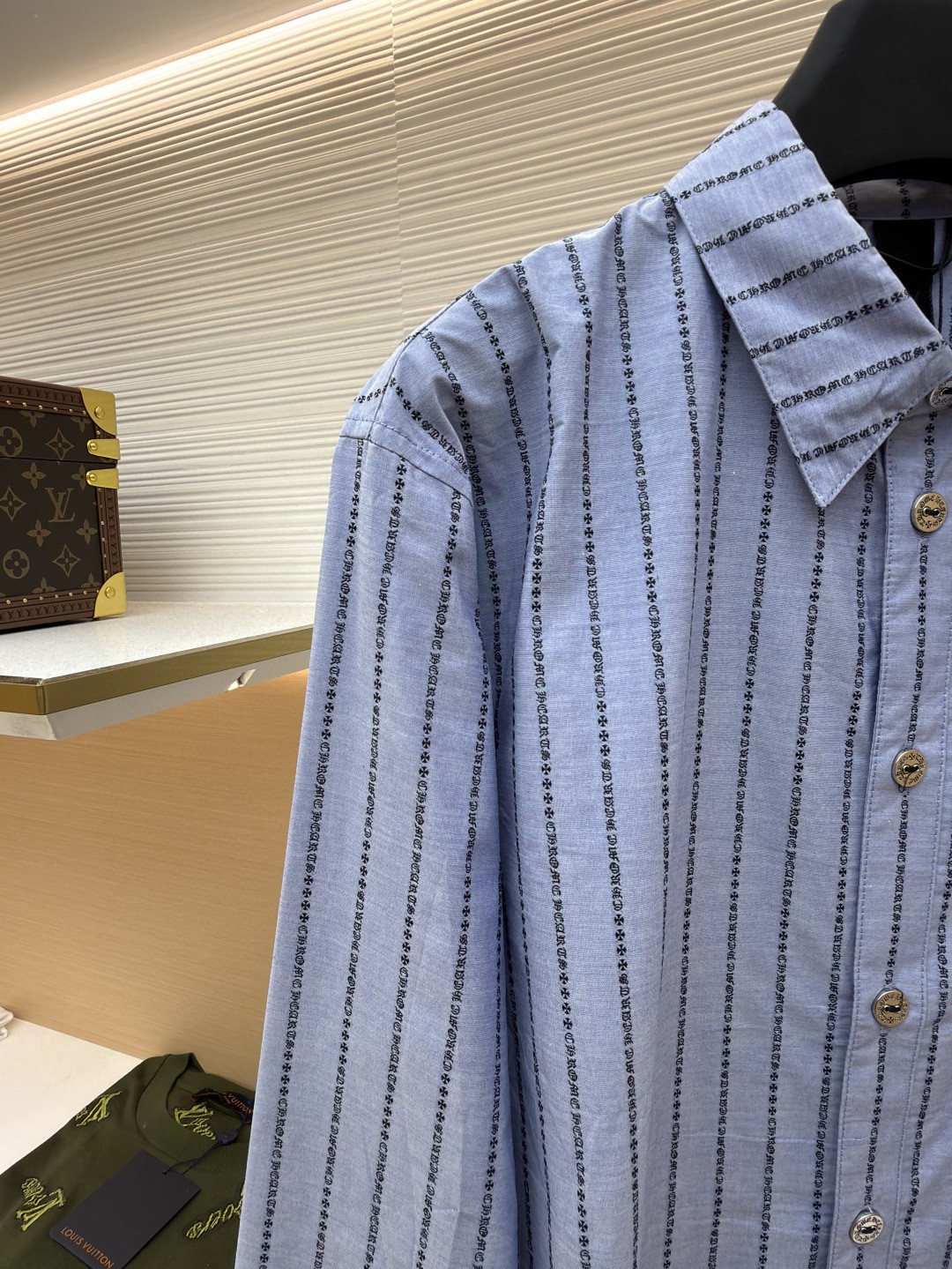 Chrome Hearts 克罗心梵文满印色织衬衫 外套 长袖 蓝色 B0