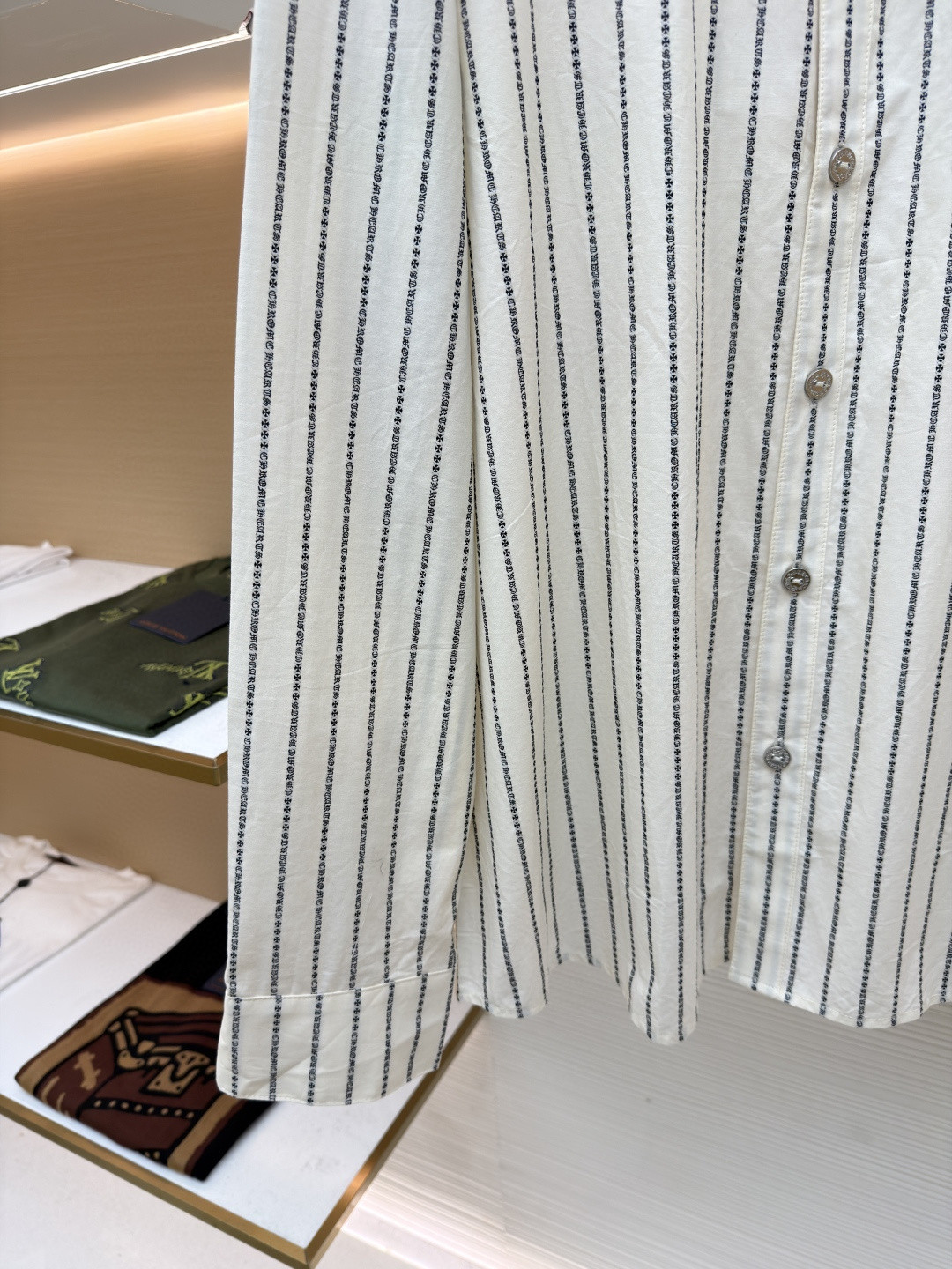 Chrome Hearts 克罗心梵文满印色织衬衫 外套 长袖 白色 B0