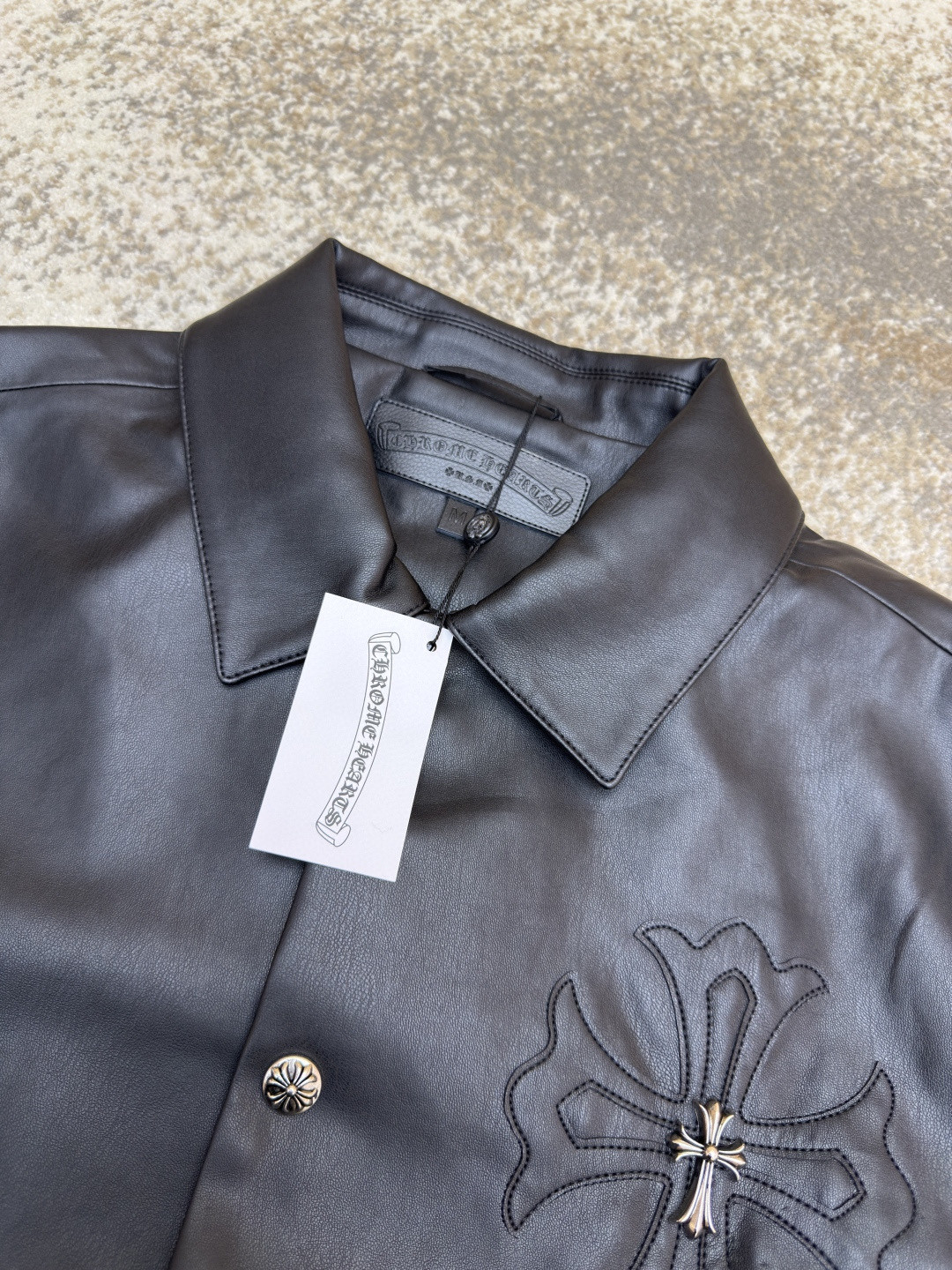 Chrome Hearts 克罗心 十字架银饰皮衣 夹克 外套 长袖 黑色 C0