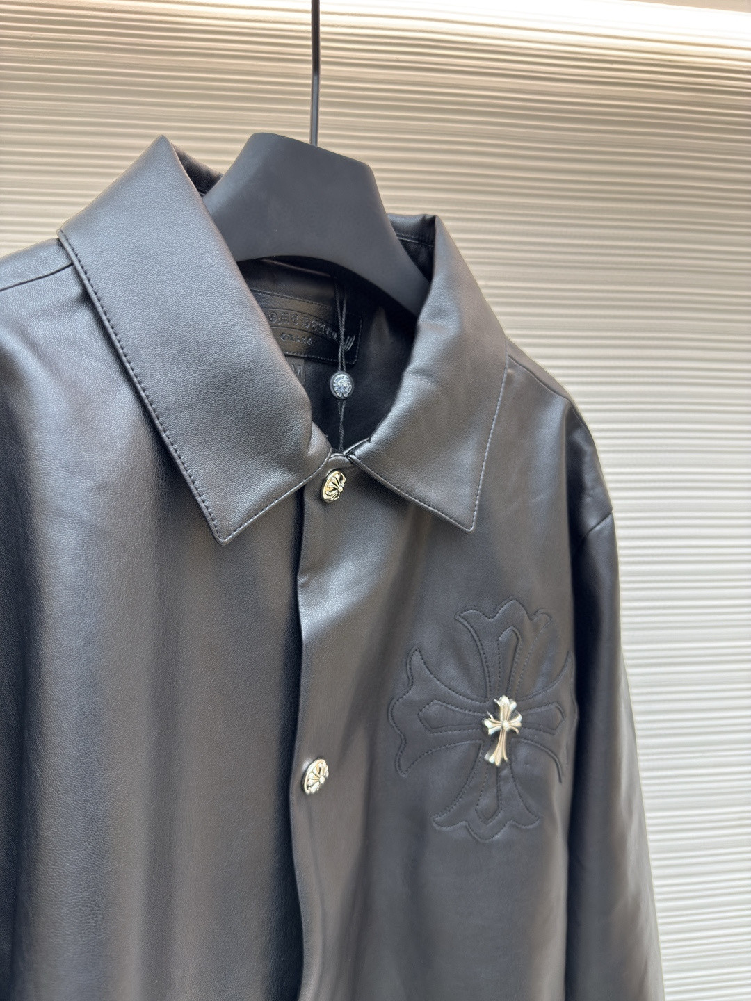 Chrome Hearts 克罗心 十字架银饰皮衣 夹克 外套 长袖 黑色 C0