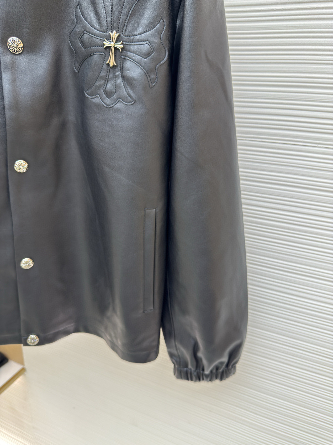 Chrome Hearts 克罗心 十字架银饰皮衣 夹克 外套 长袖 黑色 C0