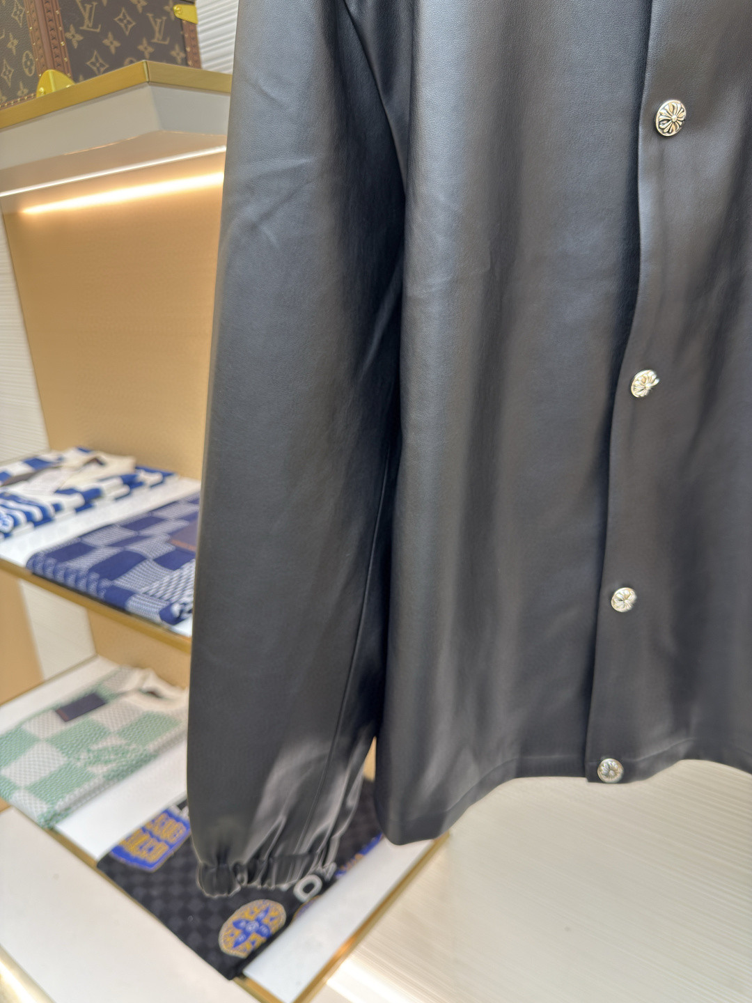 Chrome Hearts 克罗心 十字架银饰皮衣 夹克 外套 长袖 黑色 C0