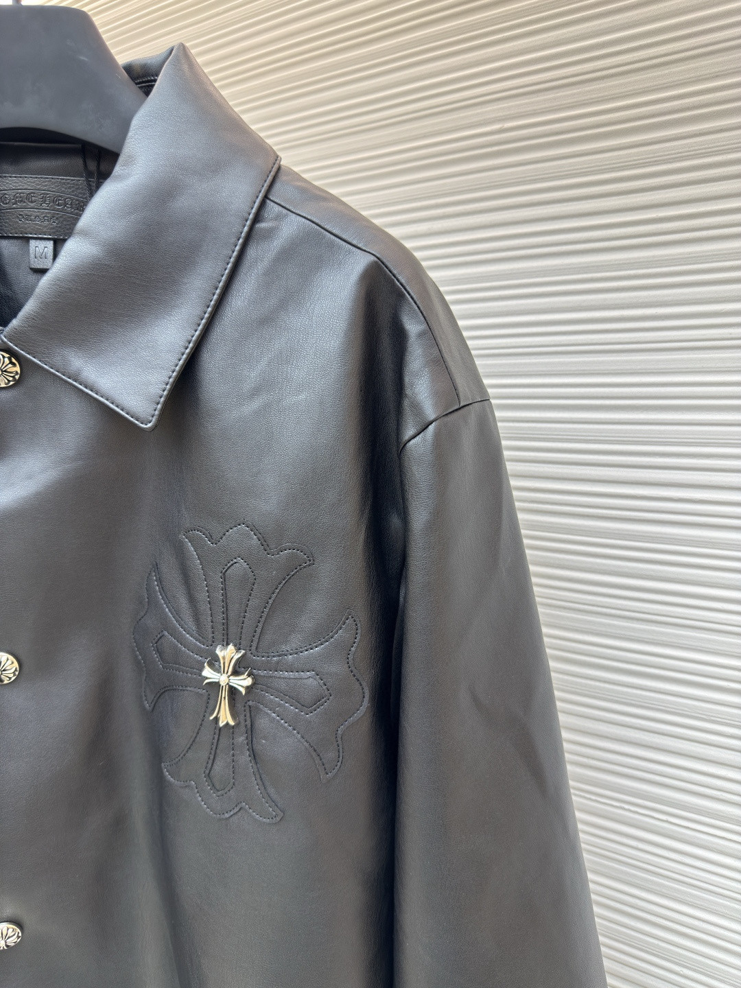 Chrome Hearts 克罗心 十字架银饰皮衣 夹克 外套 长袖 黑色 C0