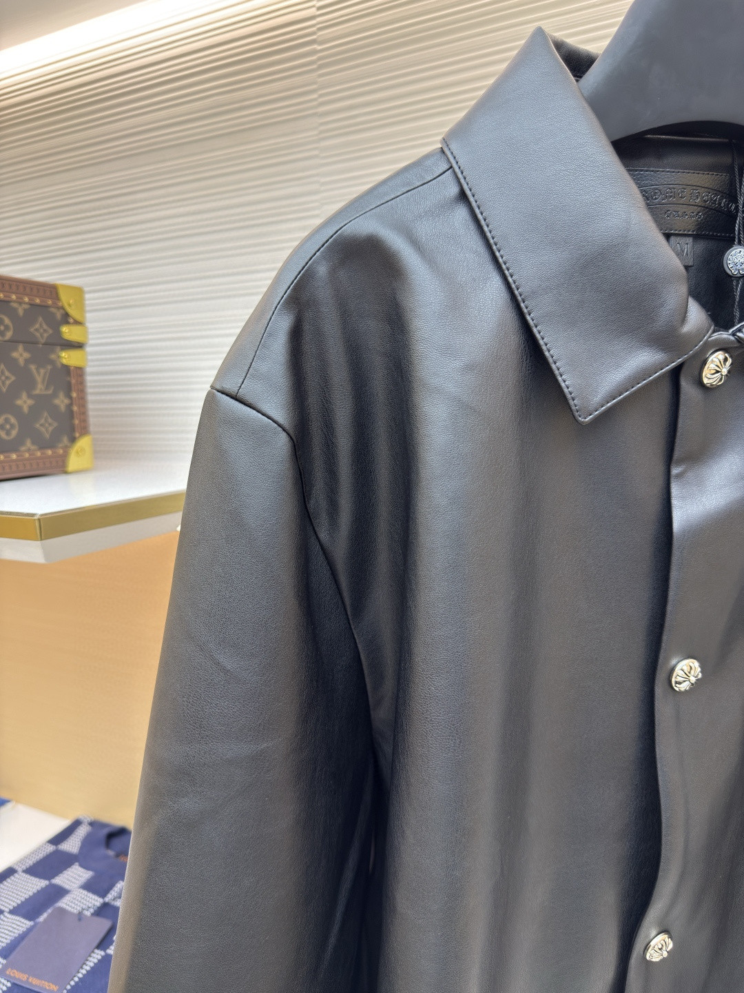 Chrome Hearts 克罗心 十字架银饰皮衣 夹克 外套 长袖 黑色 C0