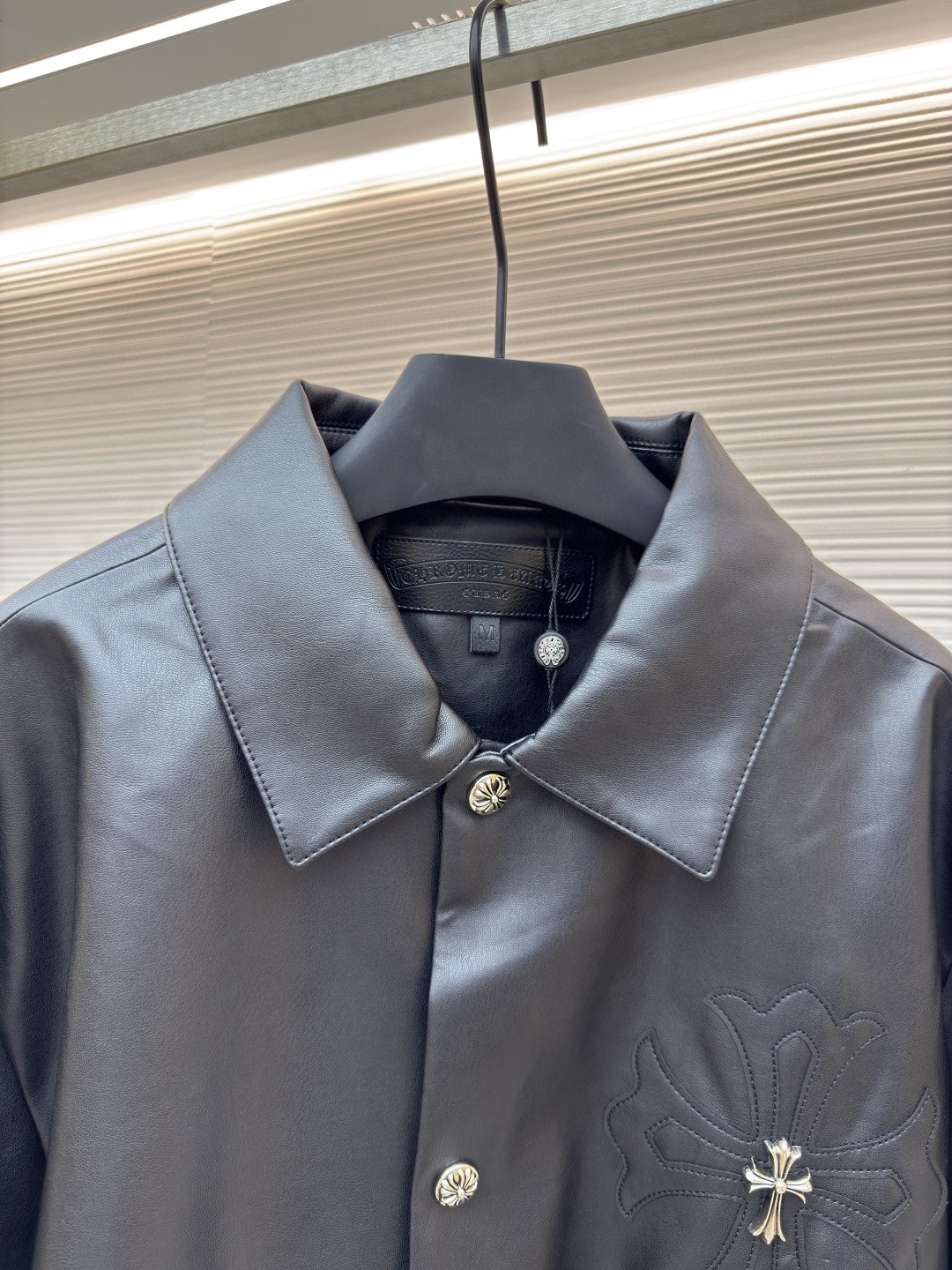 Chrome Hearts 克罗心 十字架银饰皮衣 夹克 外套 长袖 黑色 C0