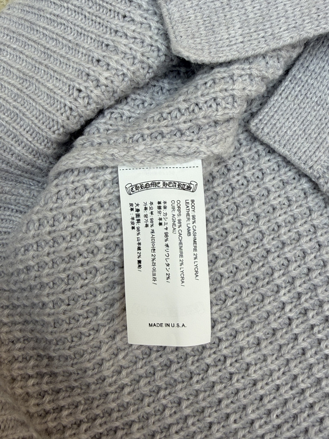 Chrome Hearts 克罗心 华夫格羊绒开衫 针织衫 毛衣 外套 长袖 灰色 B0 CH-20251126