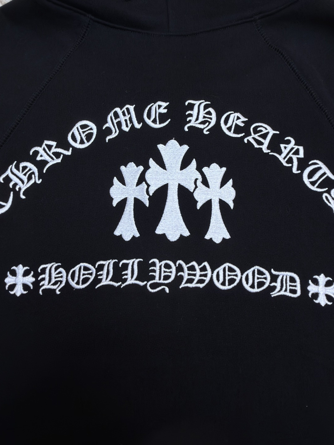 925纯银 Chrome Hearts 克罗心 后背梵文刺绣拉链连帽卫衣 外套 长袖 黑色 A5 