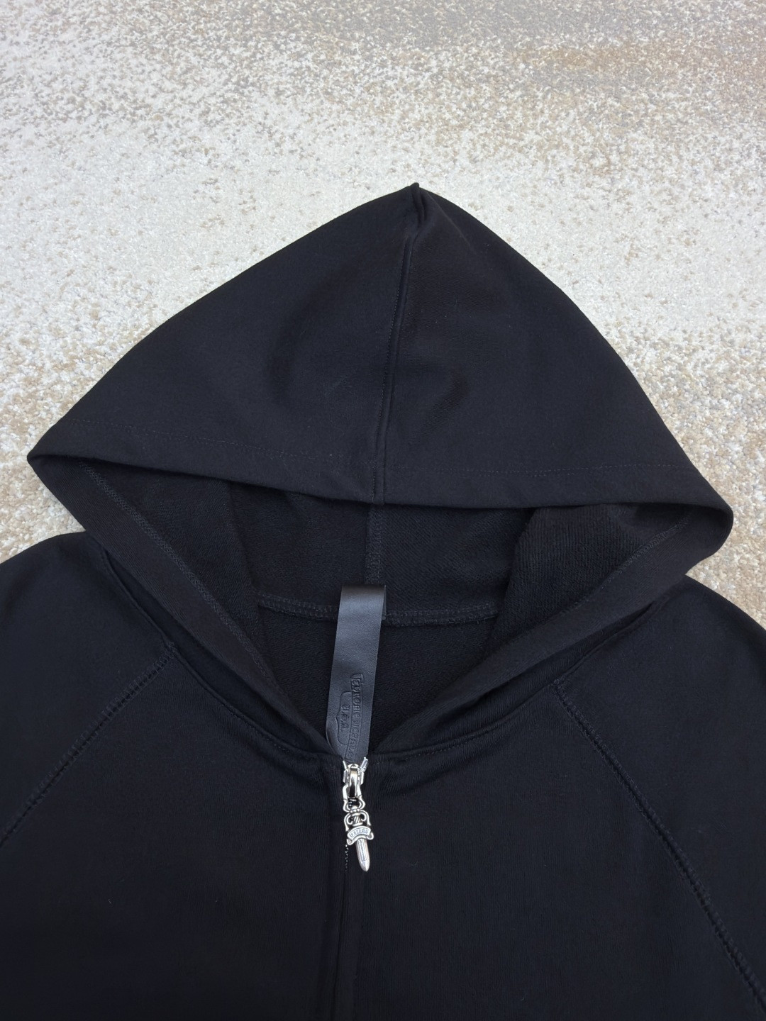 925纯银 Chrome Hearts 克罗心 后背梵文刺绣拉链连帽卫衣 外套 长袖 黑色 A5 