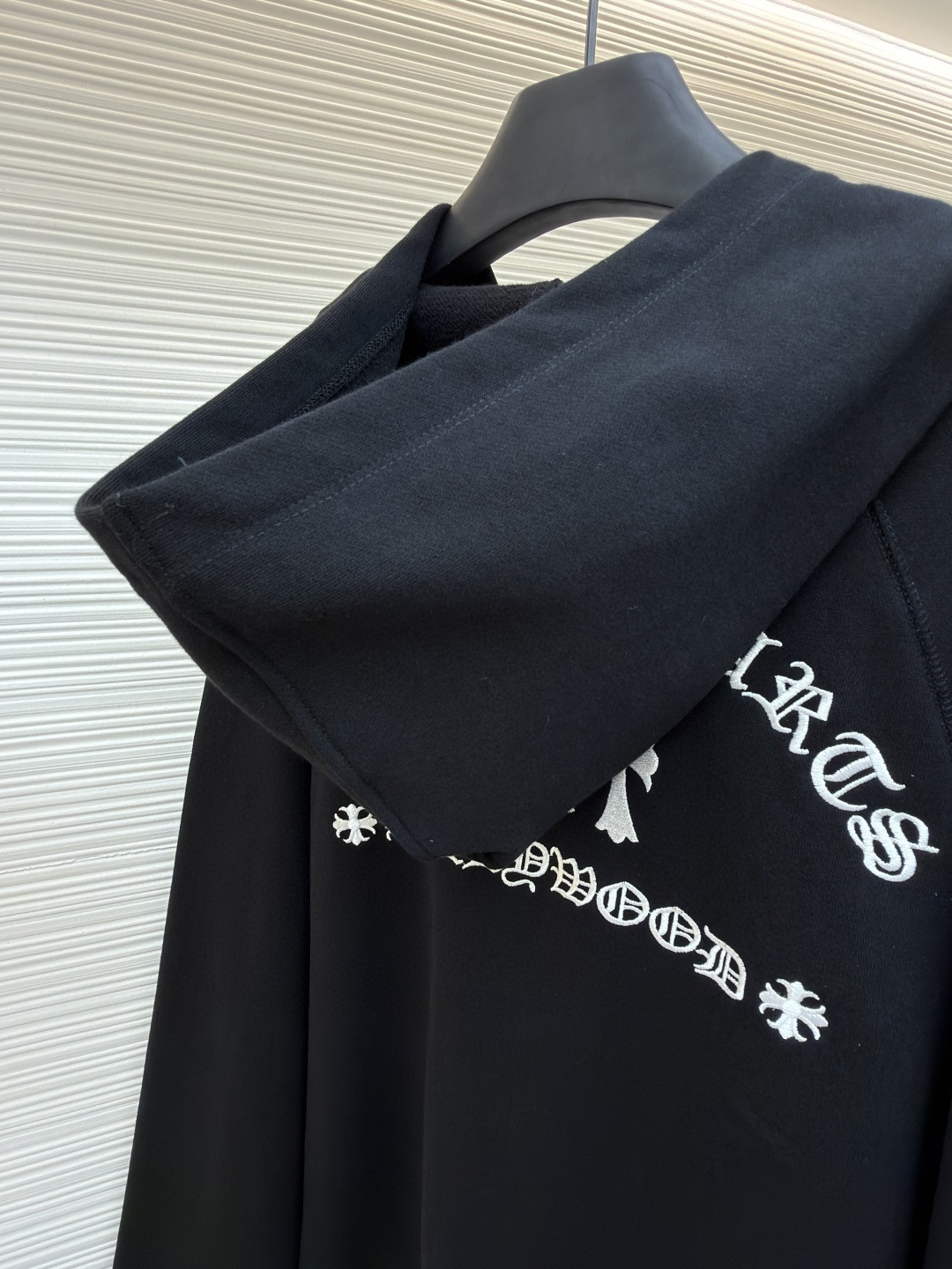 925纯银 Chrome Hearts 克罗心 后背梵文刺绣拉链连帽卫衣 外套 长袖 黑色 A5 