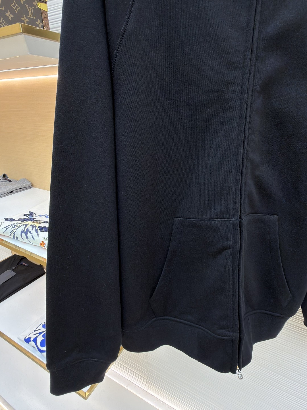 925纯银 Chrome Hearts 克罗心 后背梵文刺绣拉链连帽卫衣 外套 长袖 黑色 A5 