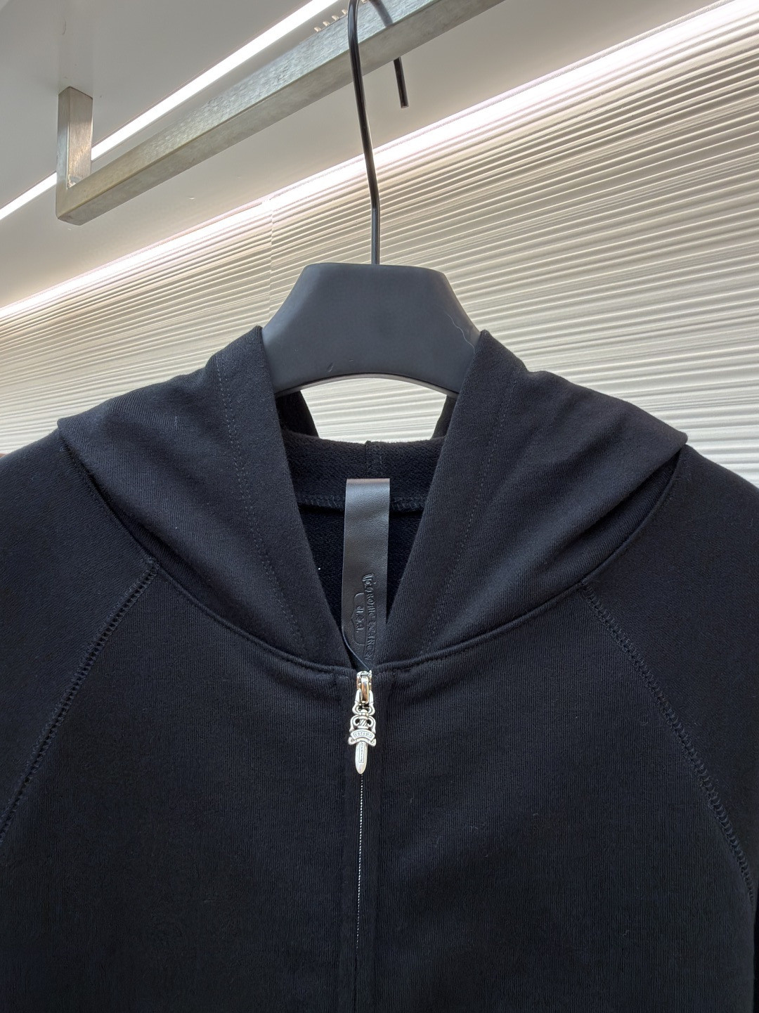 925纯银 Chrome Hearts 克罗心 后背梵文刺绣拉链连帽卫衣 外套 长袖 黑色 A5 