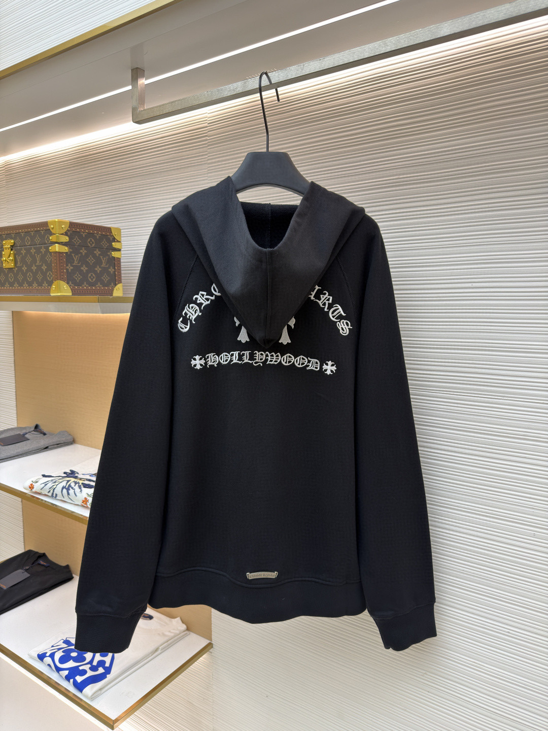 925纯银 Chrome Hearts 克罗心 后背梵文刺绣拉链连帽卫衣 外套 长袖 黑色 A5 