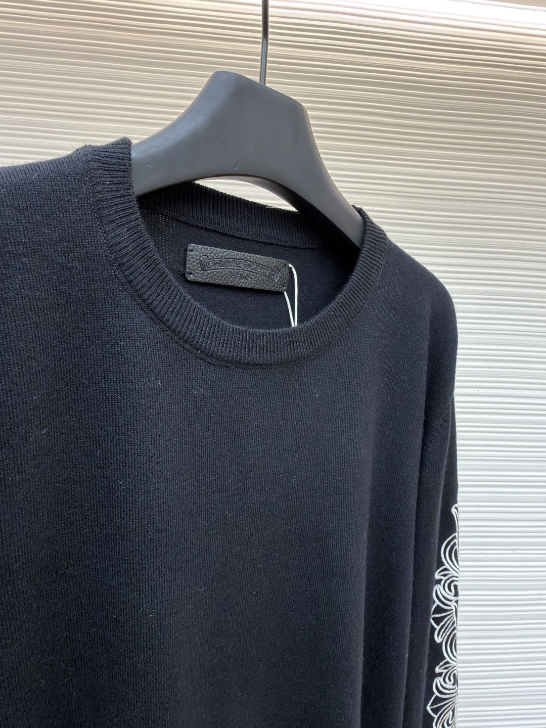 Chrome Hearts 克罗心 花臂卷轴绣花毛衣 针织衫 长袖 黑色 B0 