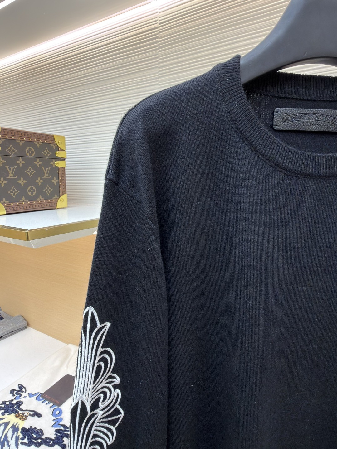 Chrome Hearts 克罗心 花臂卷轴绣花毛衣 针织衫 长袖 黑色 B0 