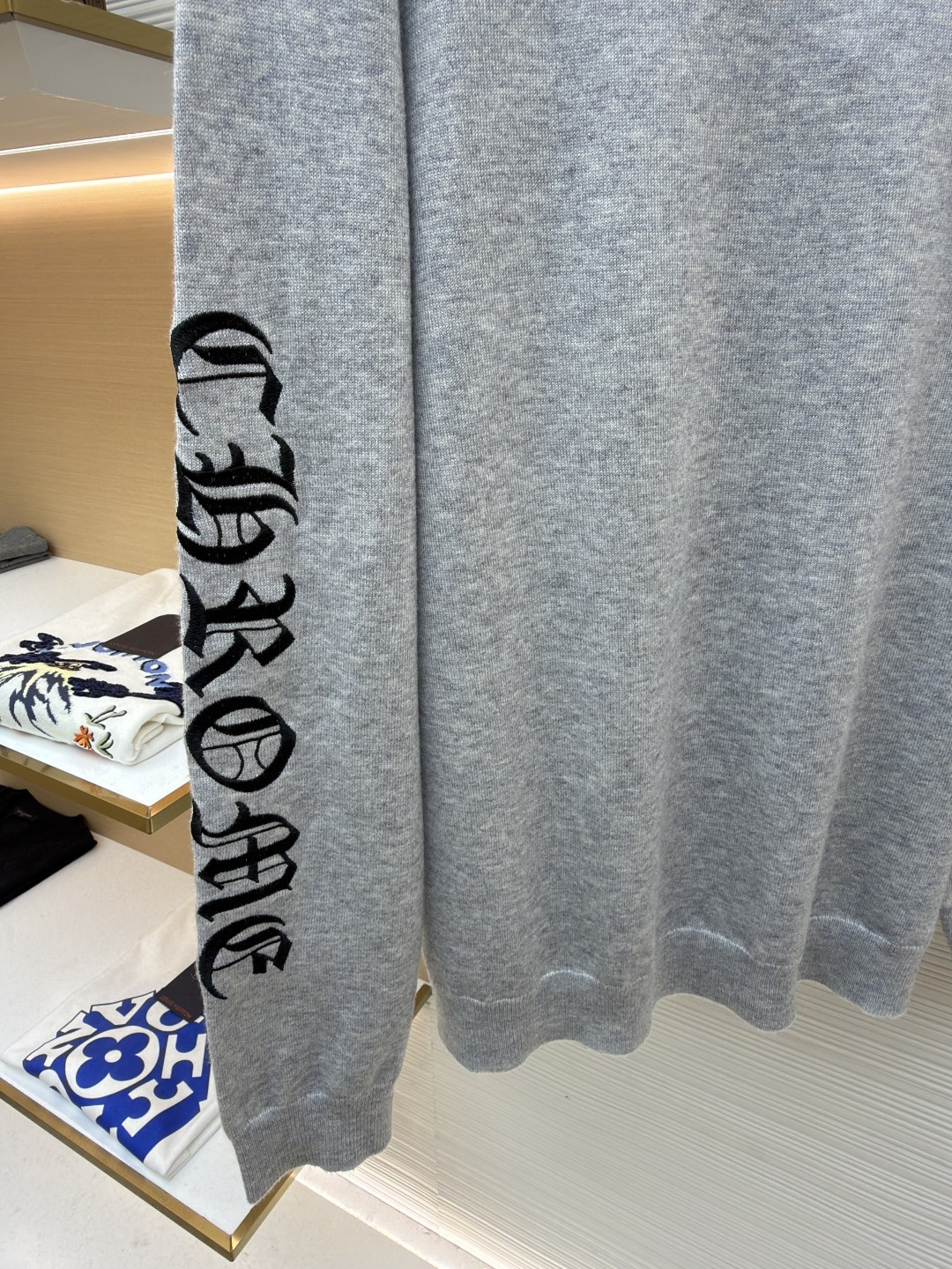Chrome Hearts 克罗心 卷轴绣花毛衣 针织衫 长袖 灰色 B0 