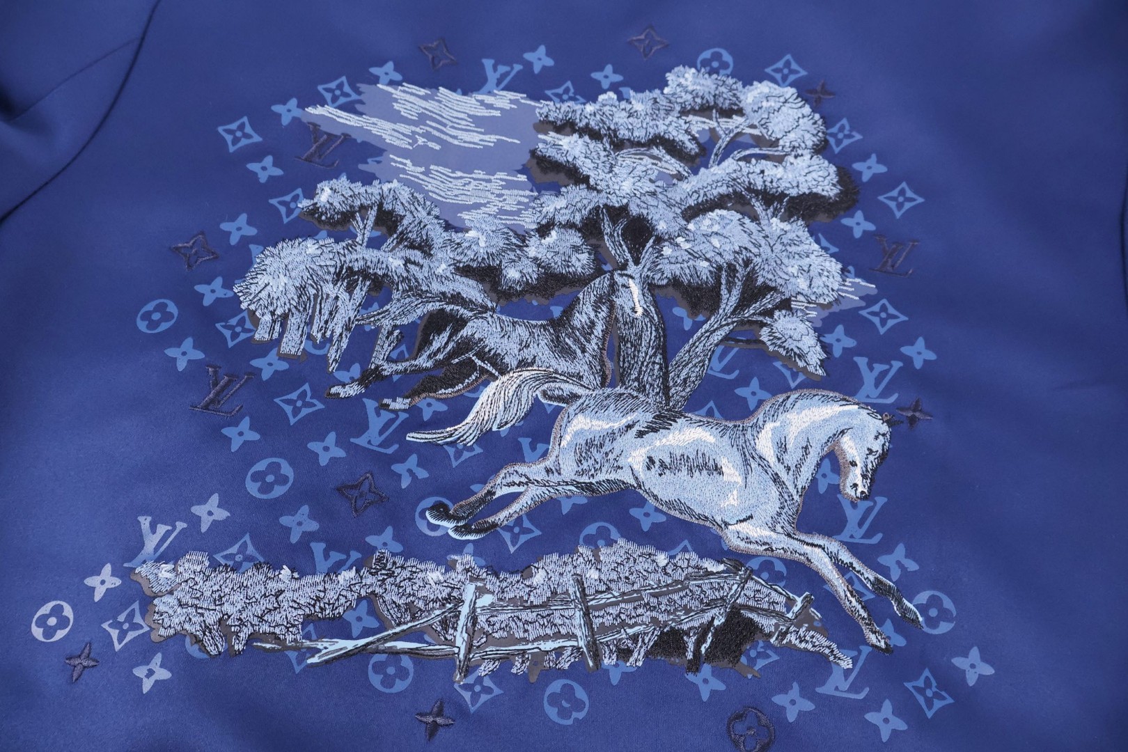 LOUIS VUITTON 路易威登 马年限定元素刺绣棉服 棒球服 夹克 外套 蓝色 C0 1AJBG8