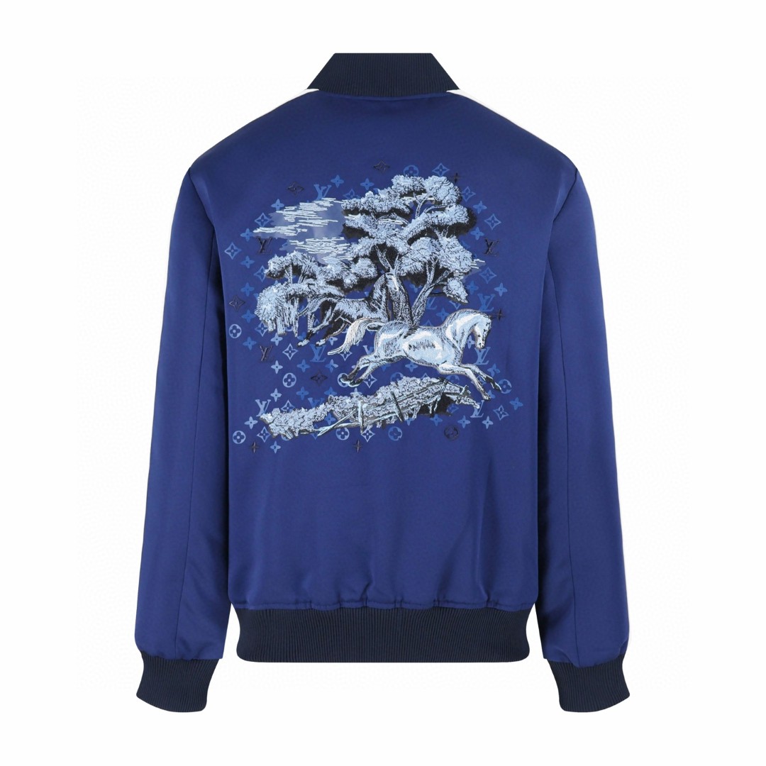 LOUIS VUITTON 路易威登 马年限定元素刺绣棉服 棒球服 夹克 外套 蓝色 C0 1AJBG8