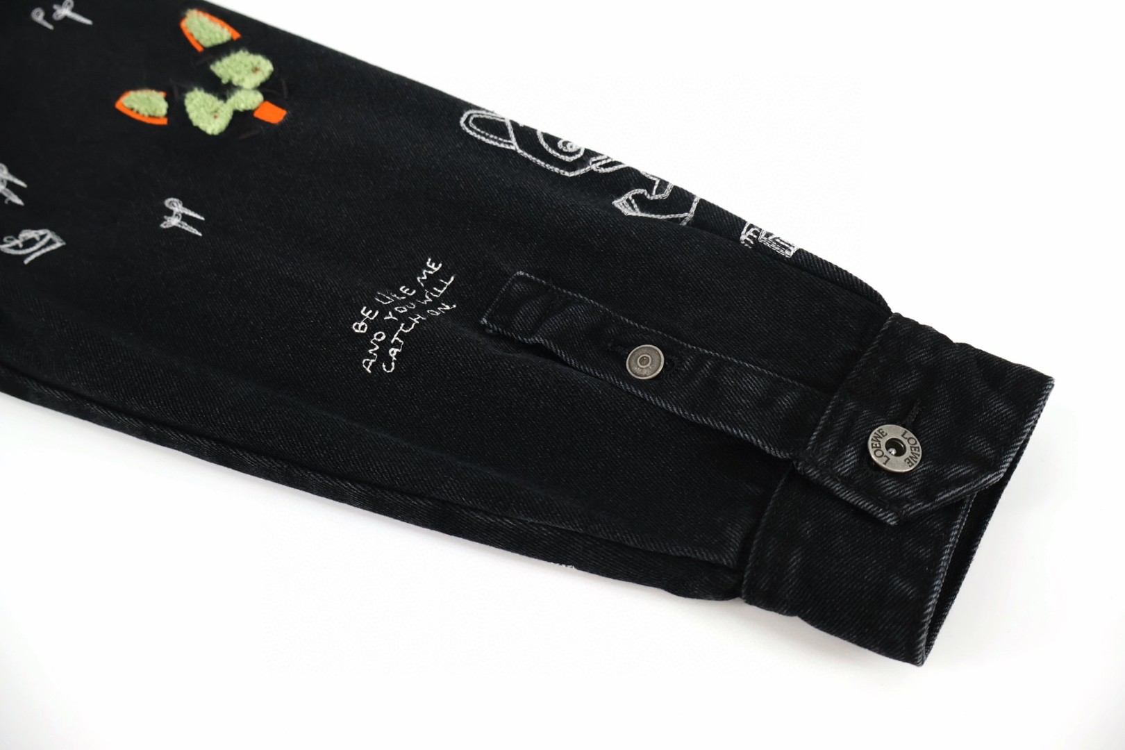 Loewe 罗意威 Louis Wain 联名 重工猫咪刺绣牛仔衬衫 外套 牛仔衣 长袖 黑色 C0 H526Y50W47-1489