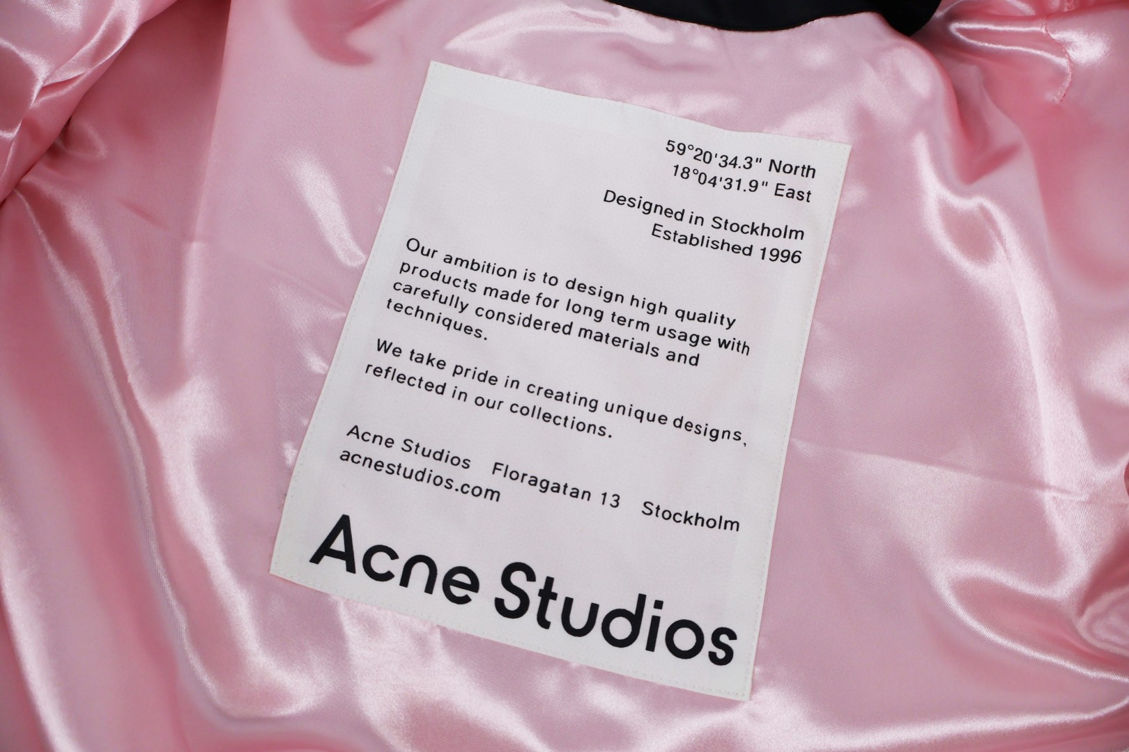 Acne Studios 暗夜飞行棉服 夹克 外套 长袖 黑色 C0 