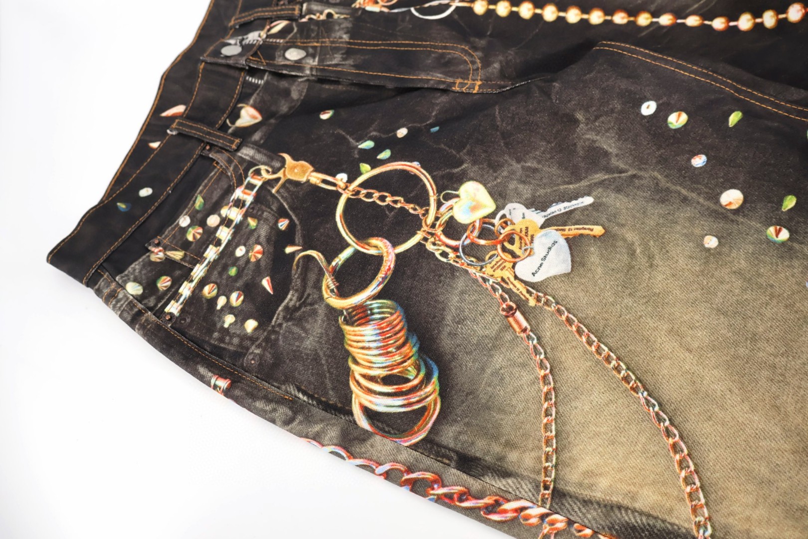 Acne Studios 马年限定 黑金链条打印牛仔裤 长裤 裤子 B0 C00126-AOM