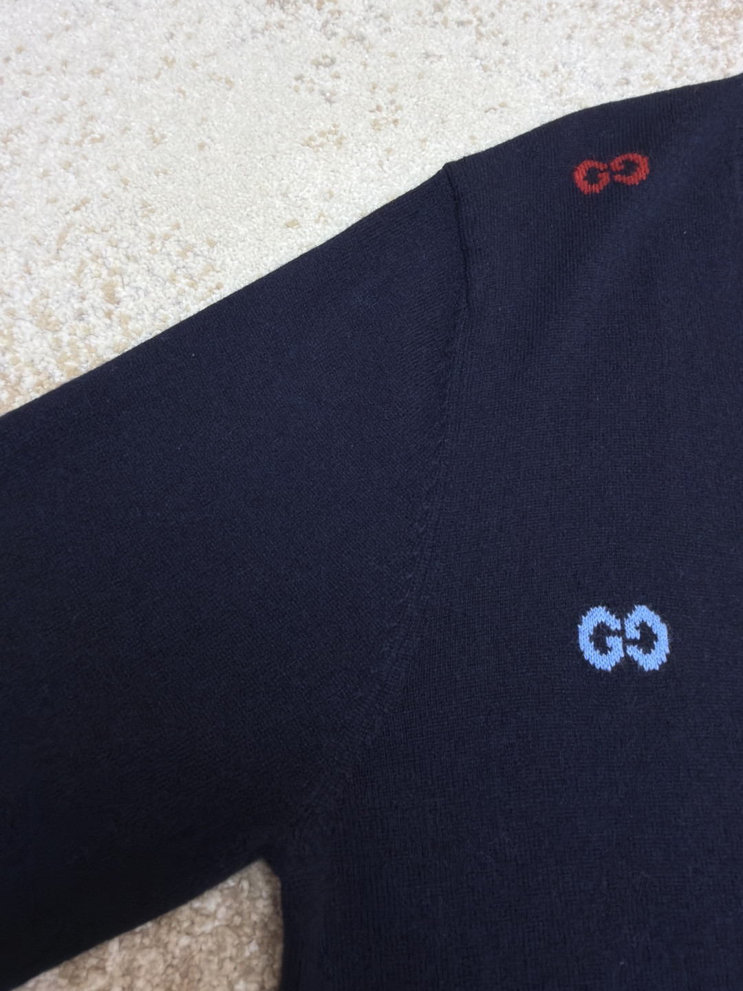 GUCCl 古驰 彩色提花logo羊毛开衫 毛衣 针织衫 外套 长袖 蓝色 B0