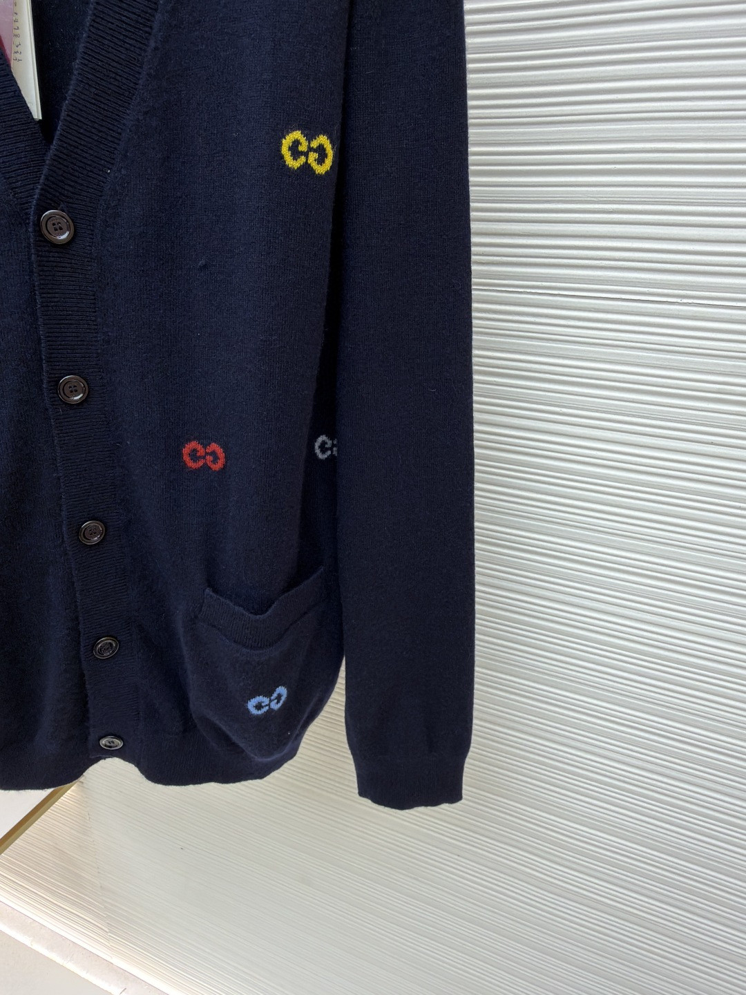 GUCCl 古驰 彩色提花logo羊毛开衫 毛衣 针织衫 外套 长袖 蓝色 B0