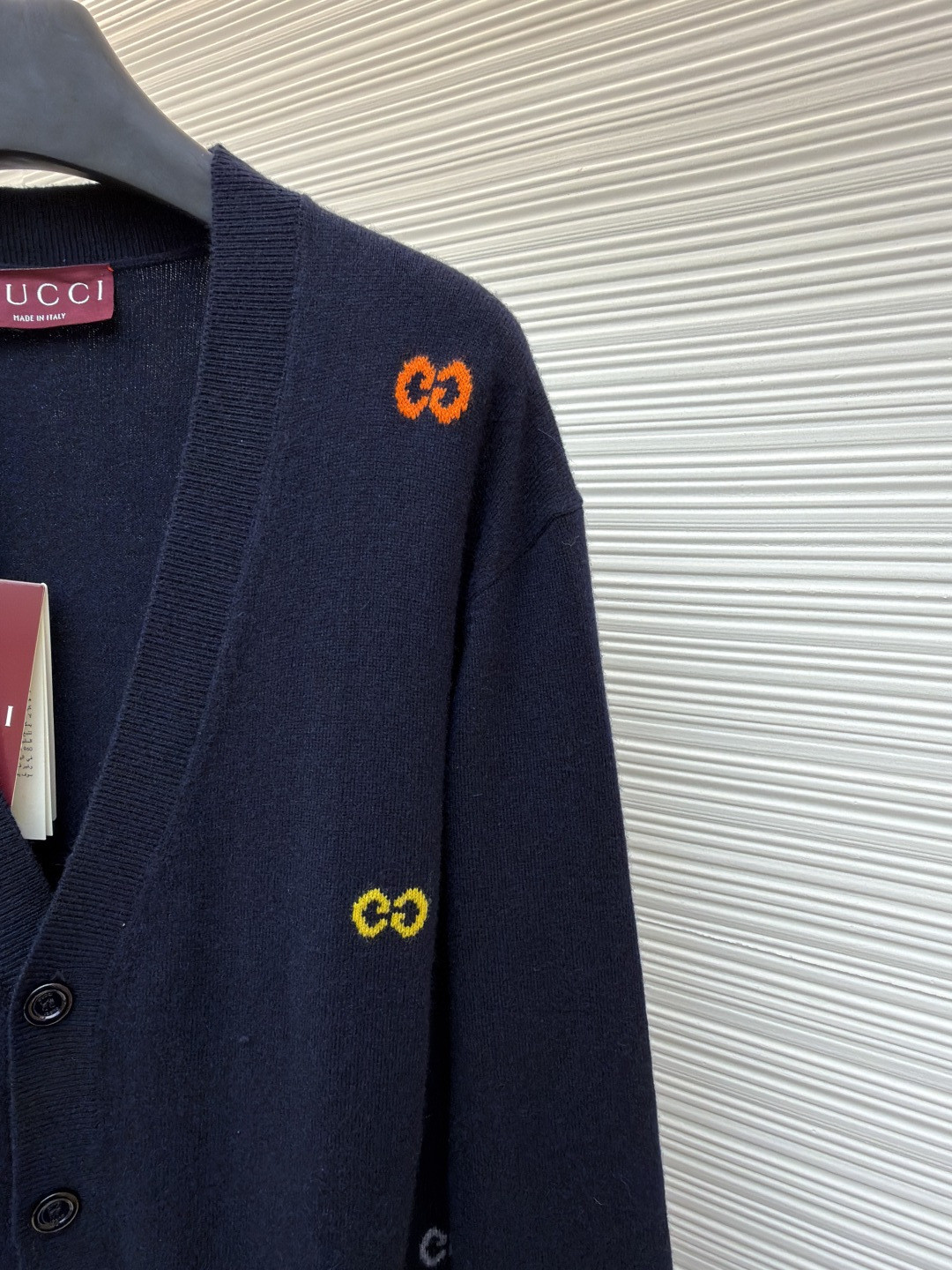 GUCCl 古驰 彩色提花logo羊毛开衫 毛衣 针织衫 外套 长袖 蓝色 B0