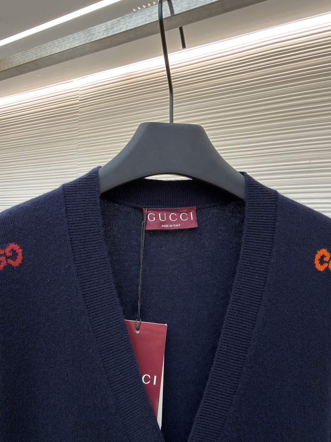 GUCCl 古驰 彩色提花logo羊毛开衫 毛衣 针织衫 外套 长袖 蓝色 B0