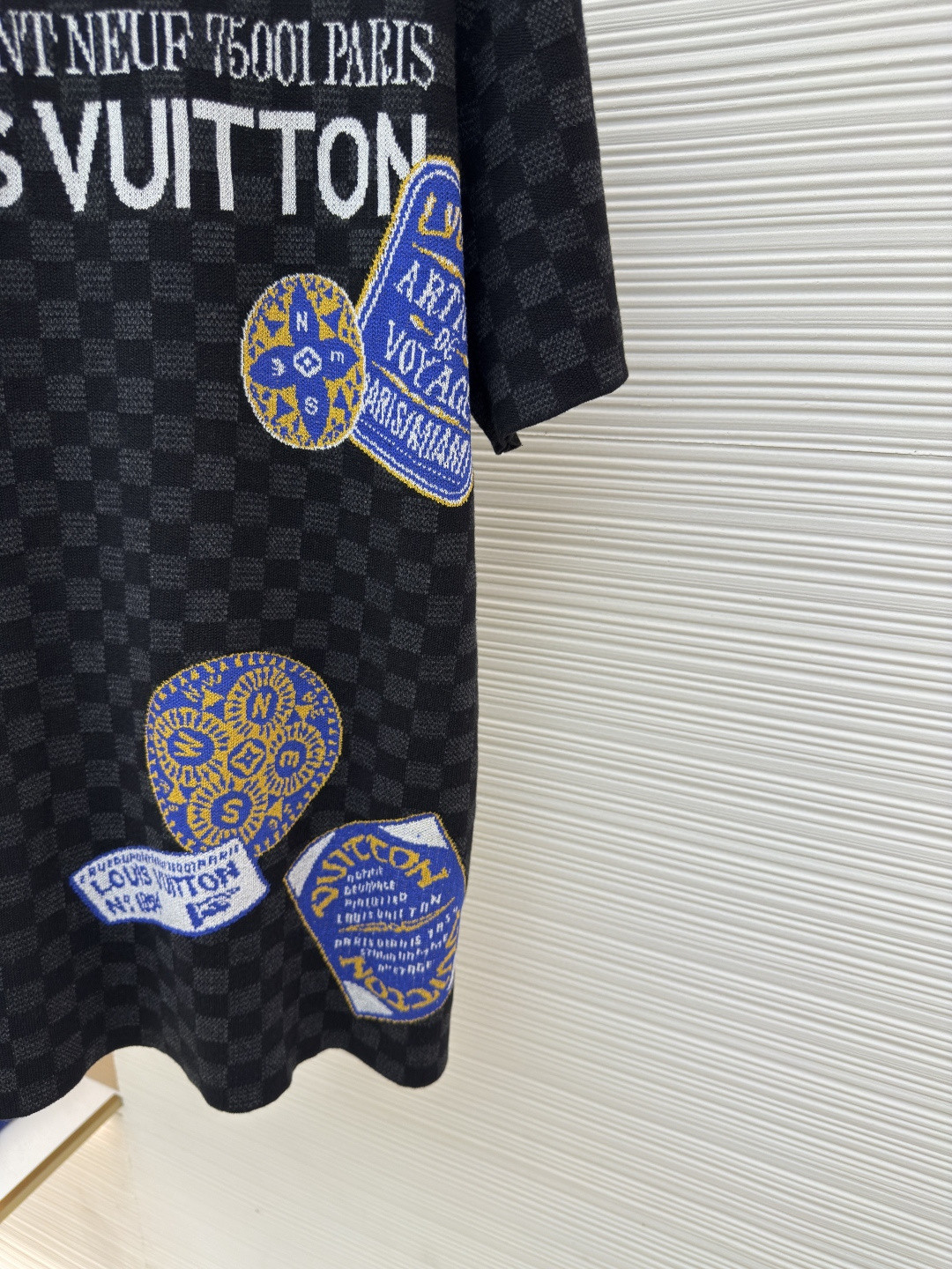 LOUIS VUITTON 路易威登 LV 棋盘格针织短袖 T恤 针织衫 黑色 A0 1AHVMP