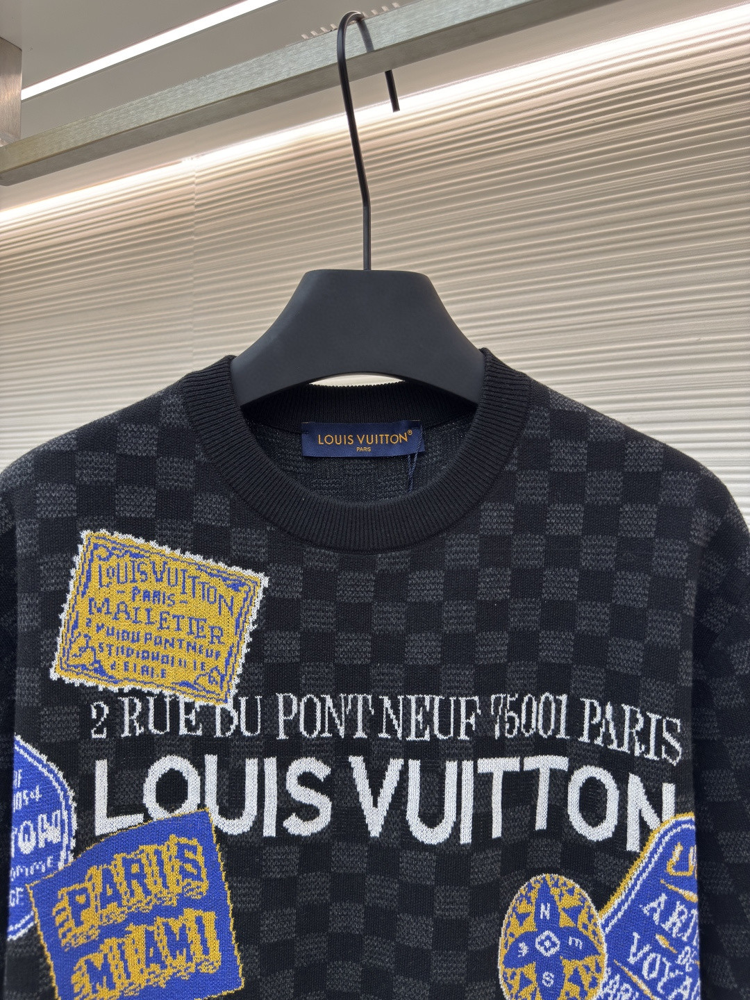 LOUIS VUITTON 路易威登 LV 棋盘格针织短袖 T恤 针织衫 黑色 A0 1AHVMP