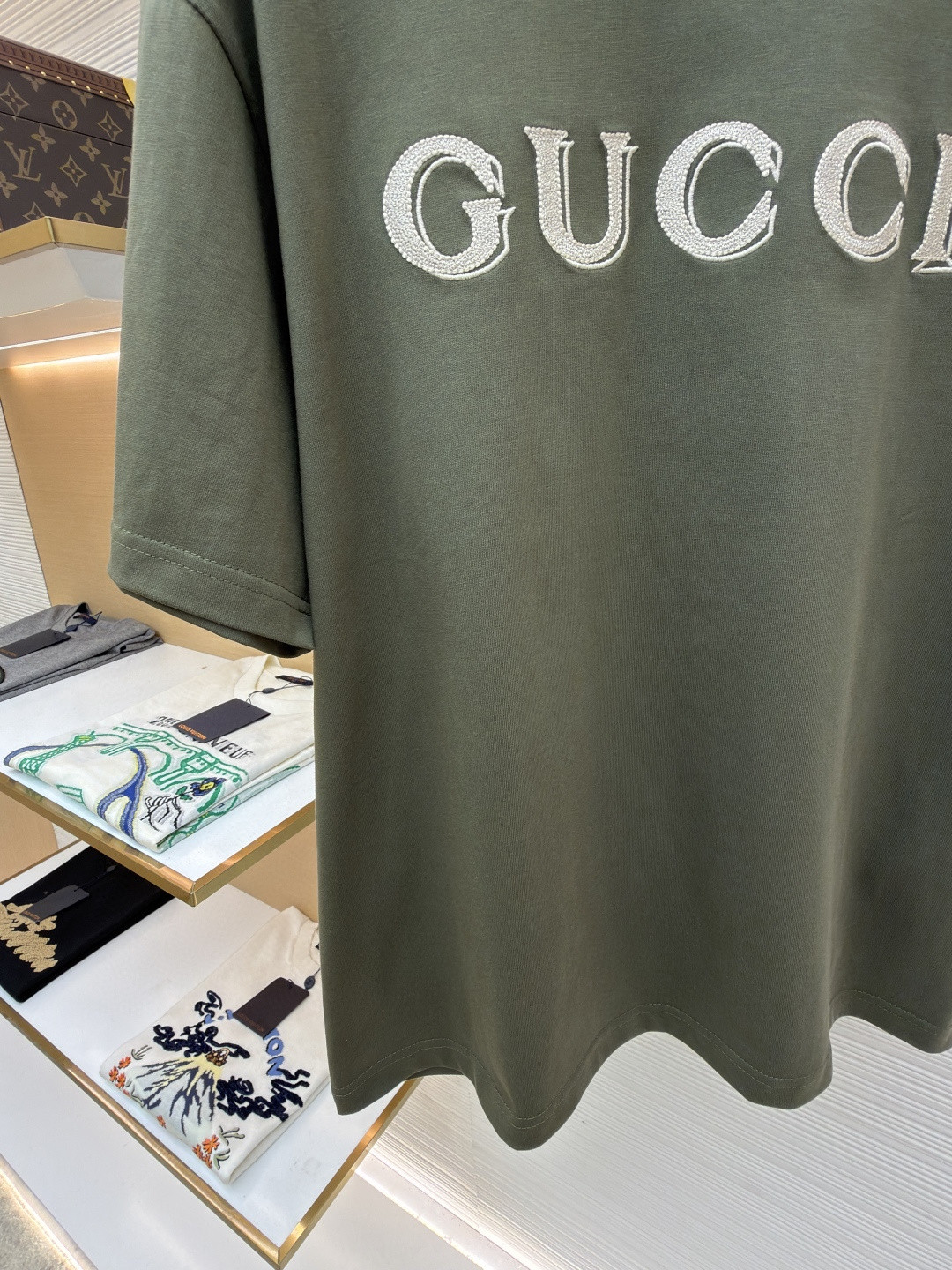 GUCCI 古驰 刺绣圆领短袖T恤 夏季 绿色 A0 798115-XJHN3-3254
