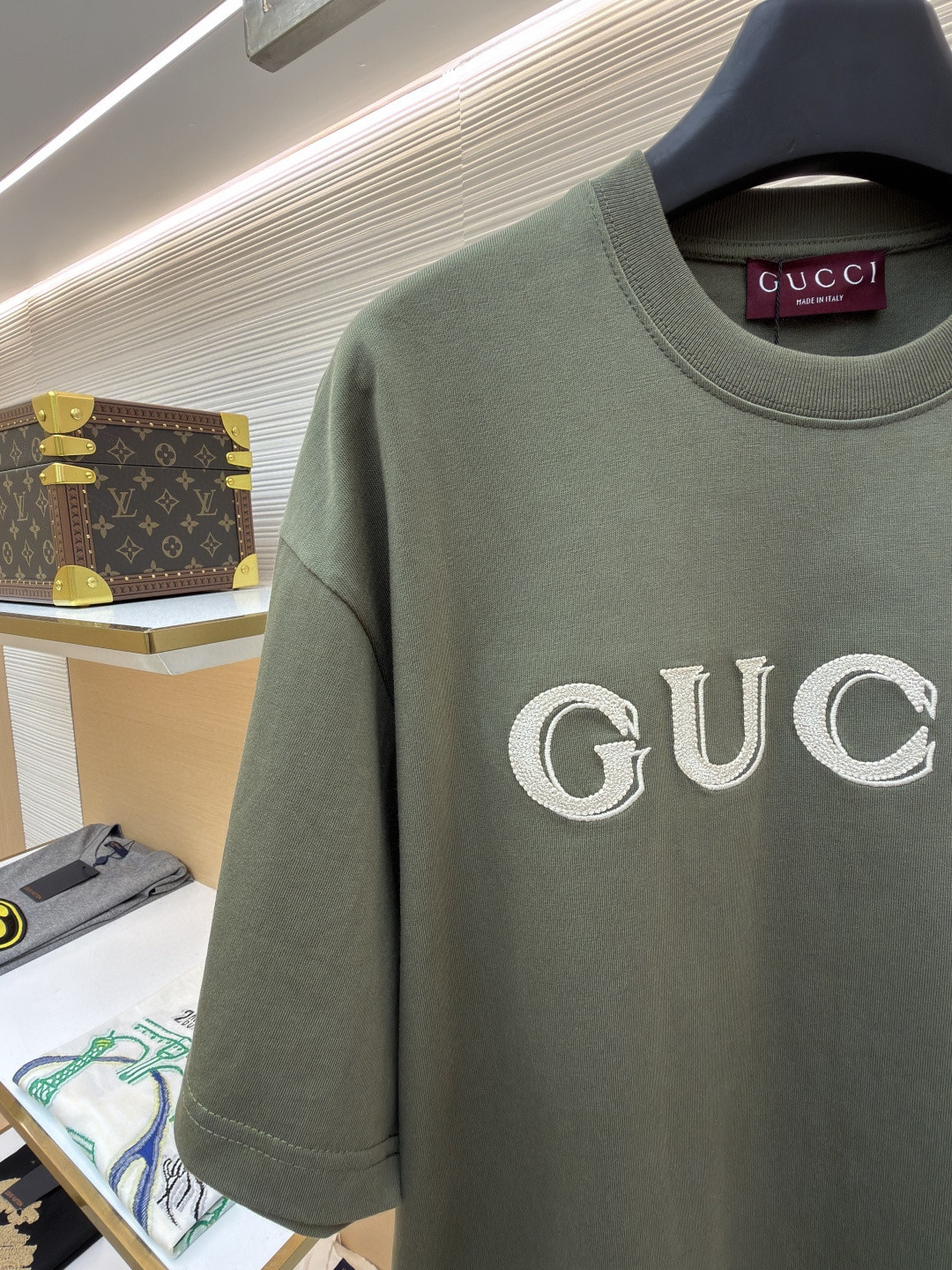 GUCCI 古驰 刺绣圆领短袖T恤 夏季 绿色 A0 798115-XJHN3-3254