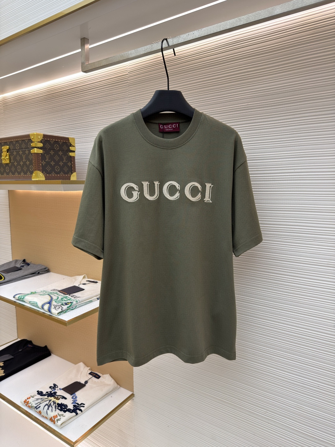 GUCCI 古驰 刺绣圆领短袖T恤 夏季 绿色 A0 798115-XJHN3-3254