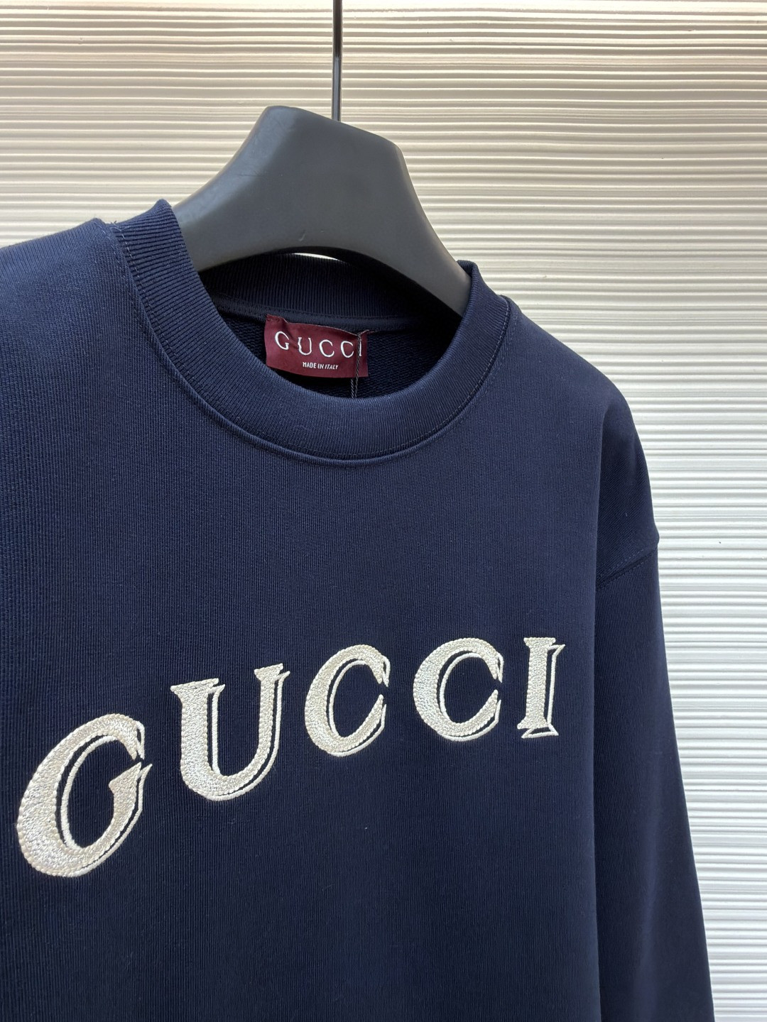 GUCCl 古驰 标识刺绣圆领卫衣 外套 长袖 蓝色 A7 