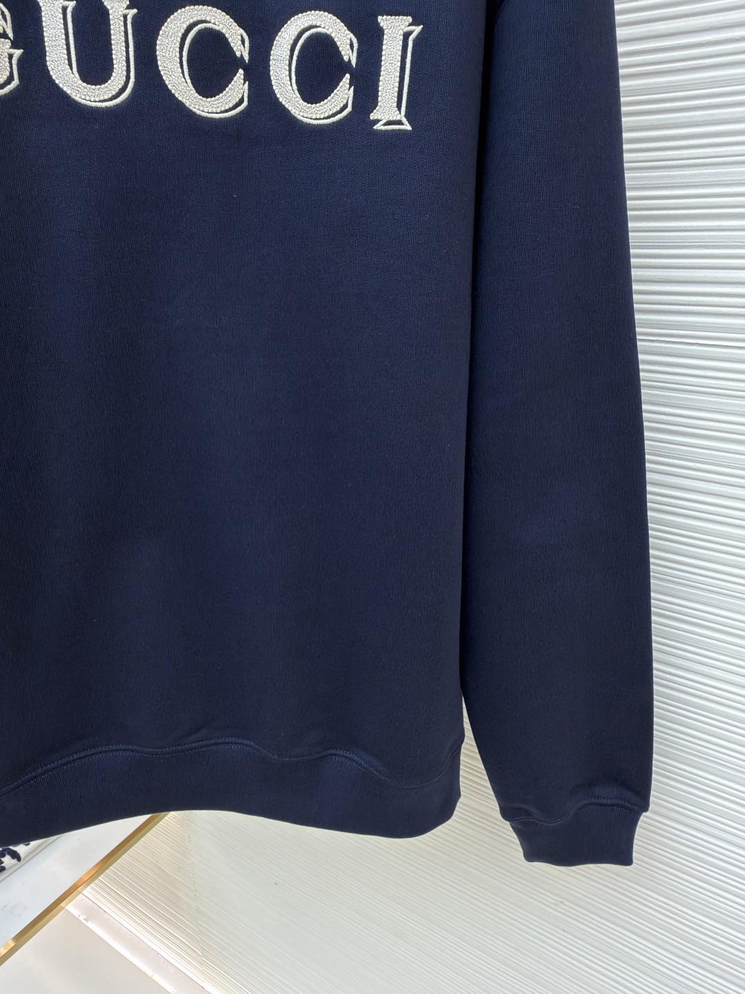 GUCCl 古驰 标识刺绣圆领卫衣 外套 长袖 蓝色 A7 
