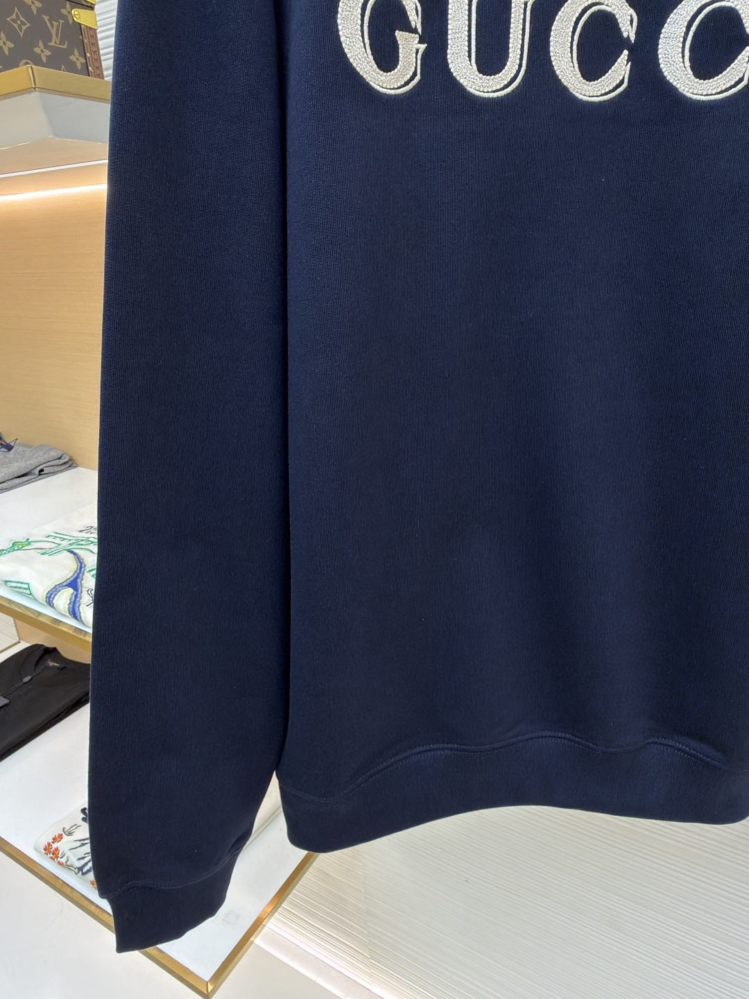 GUCCl 古驰 标识刺绣圆领卫衣 外套 长袖 蓝色 A7 