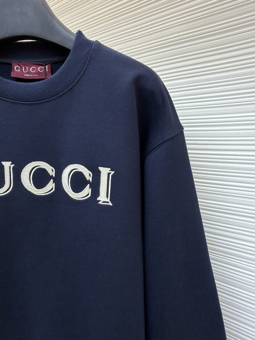 GUCCl 古驰 标识刺绣圆领卫衣 外套 长袖 蓝色 A7 