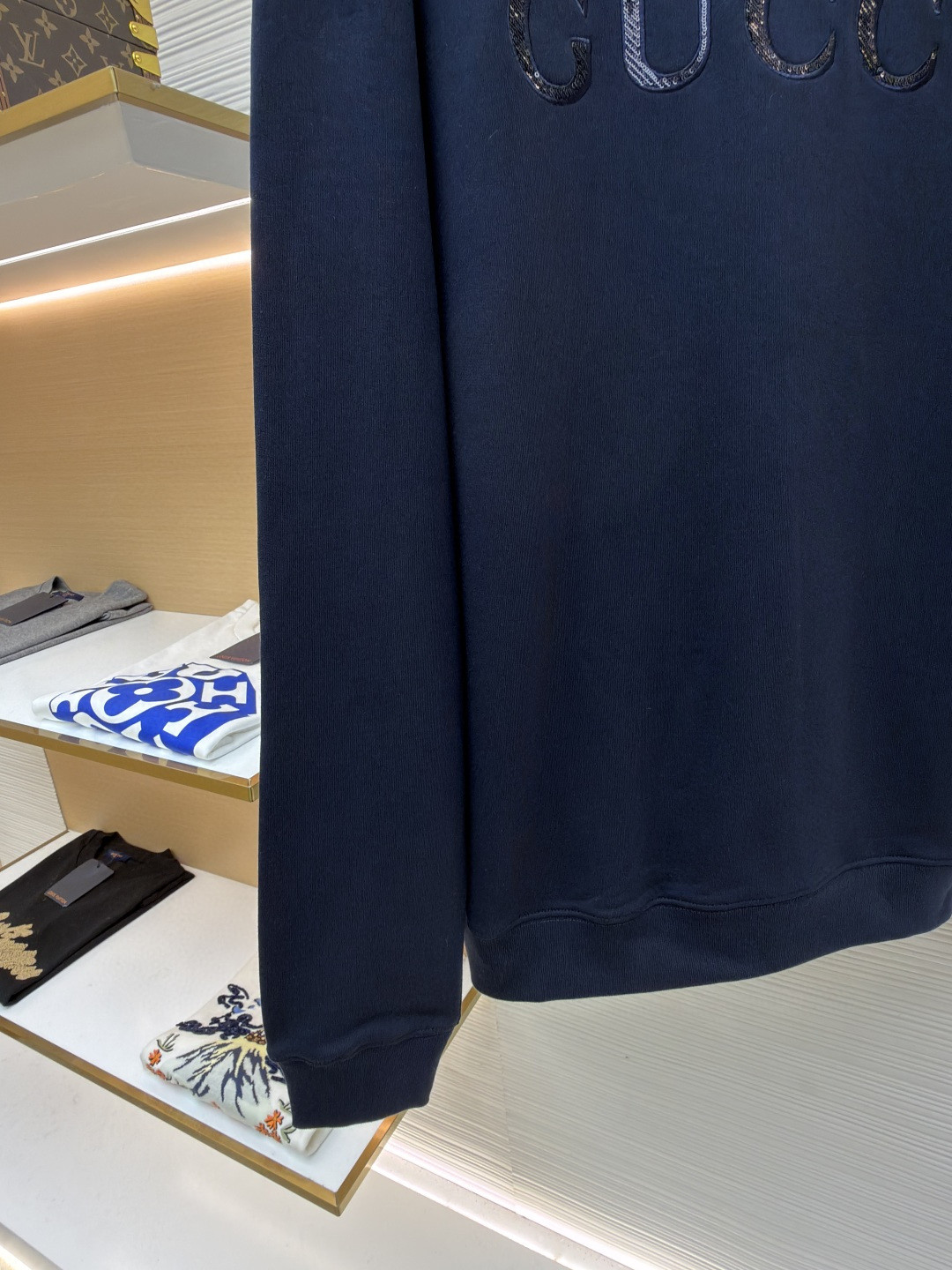 GUCCl 古驰 闪片圆领卫衣 外套 长袖 蓝色 A7 848737-XJHNC-4794