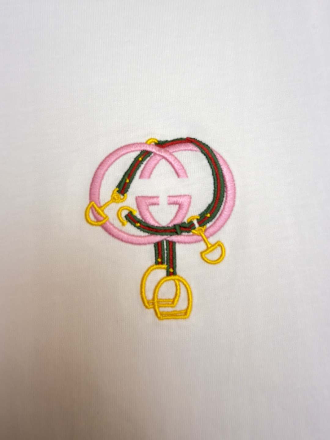 GUCCI 古驰 马蹄扣刺绣圆领短袖T恤 夏季 白色 A0 853421-XJHMV-JABD