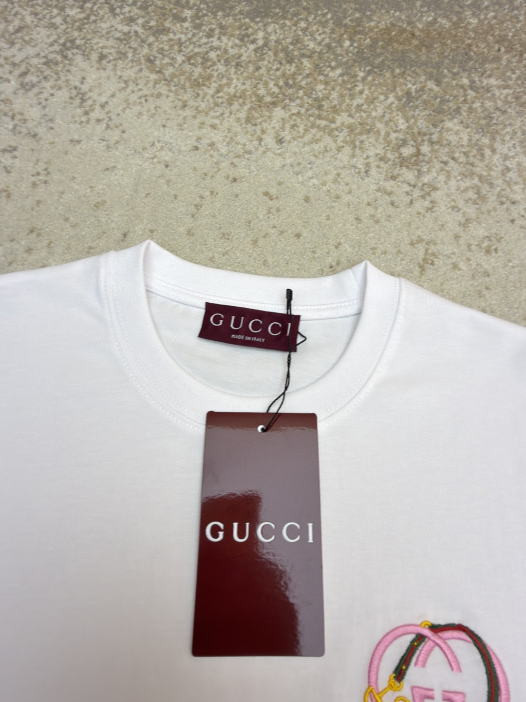 GUCCI 古驰 马蹄扣刺绣圆领短袖T恤 夏季 白色 A0 853421-XJHMV-JABD