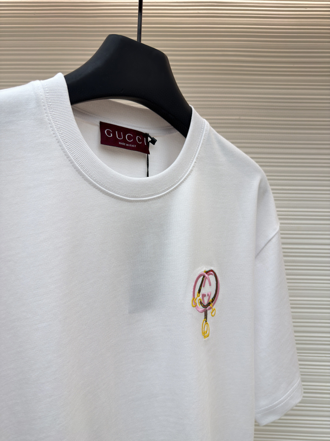 GUCCI 古驰 马蹄扣刺绣圆领短袖T恤 夏季 白色 A0 853421-XJHMV-JABD