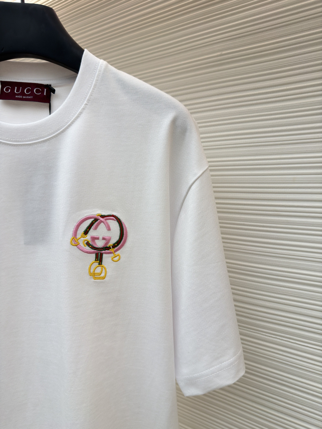 GUCCI 古驰 马蹄扣刺绣圆领短袖T恤 夏季 白色 A0 853421-XJHMV-JABD